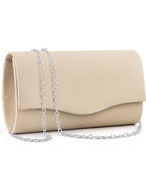 Women's D Apricot Suede Envelope Clutch Purse Formal Evening Wedding Party Bag